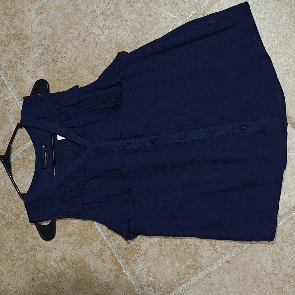 Ruffled button up tank blouse